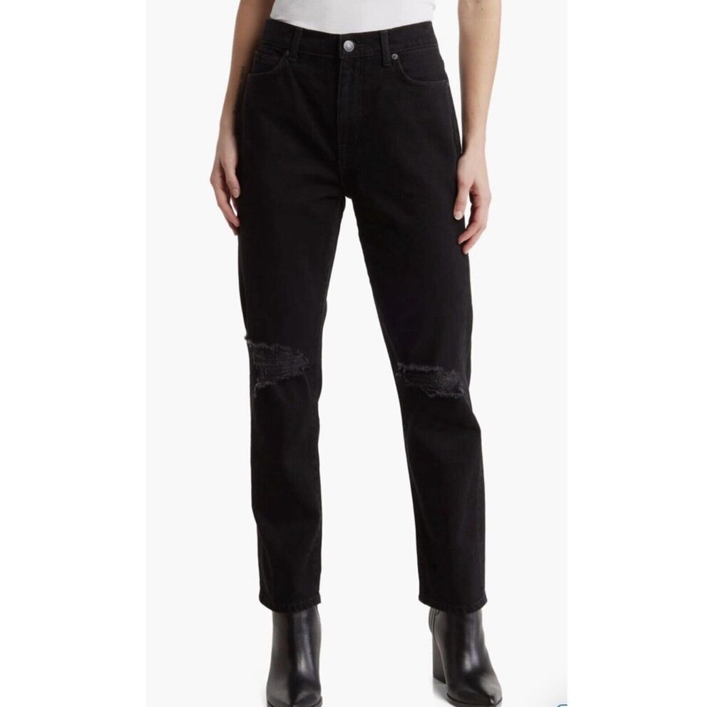 Current Elliott The Boyfriend Distressed Black Jeans 26